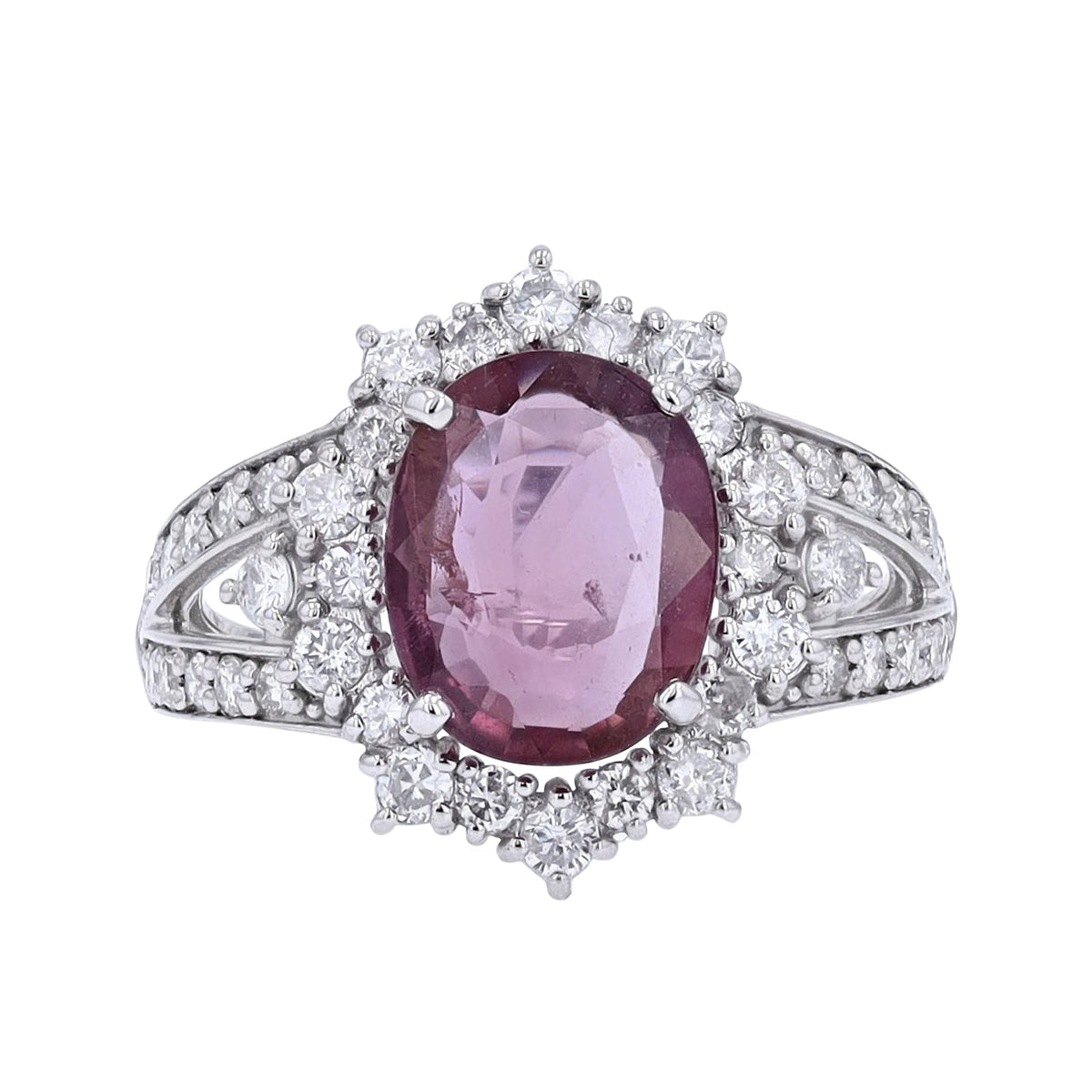PT950 2.04 CT NO Heat Purple Pink Sapphire Halo Ring<p><strong>GIA Available</p></strong>