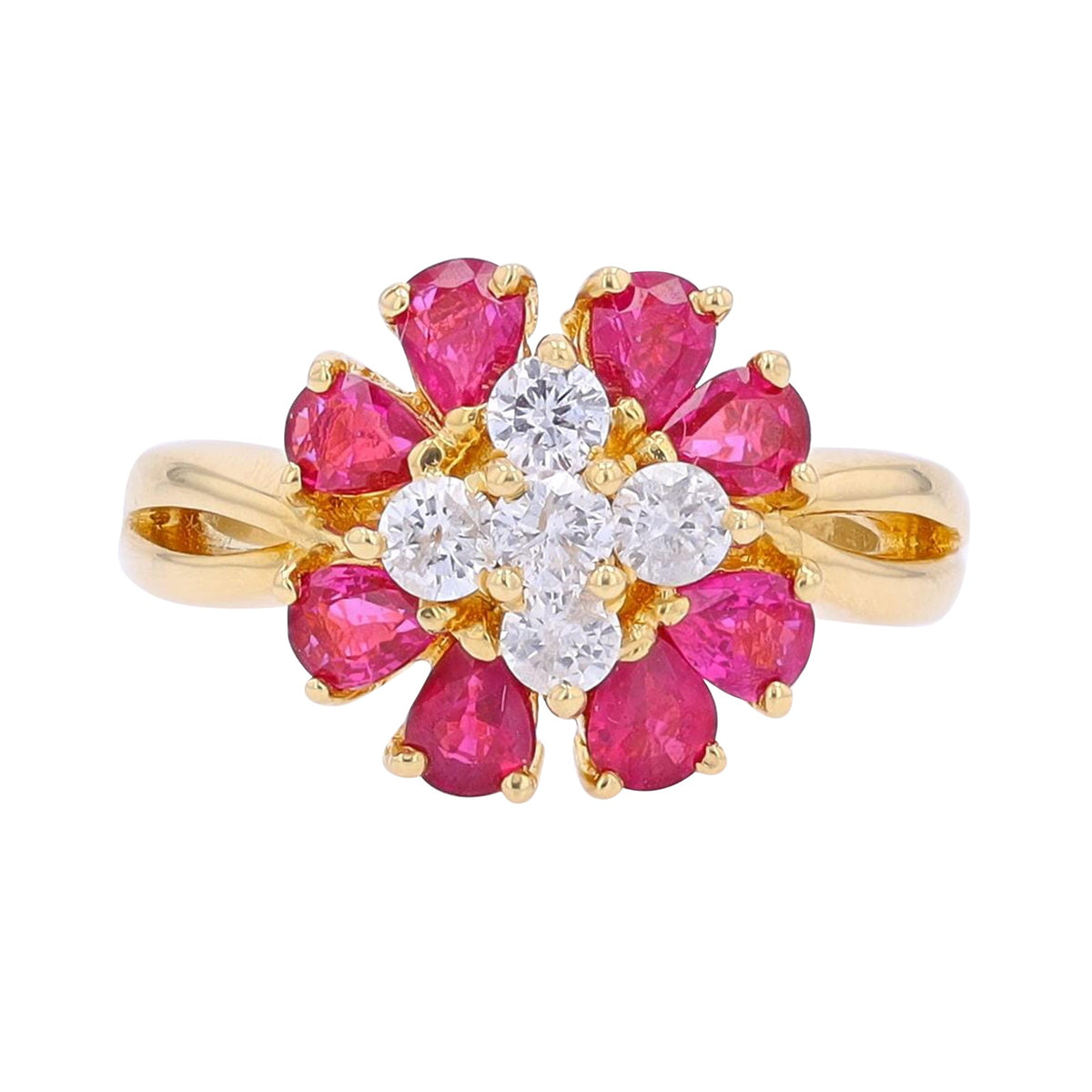 18K YG 1.43 CT Ruby & 0.45 CT Diamond Ring