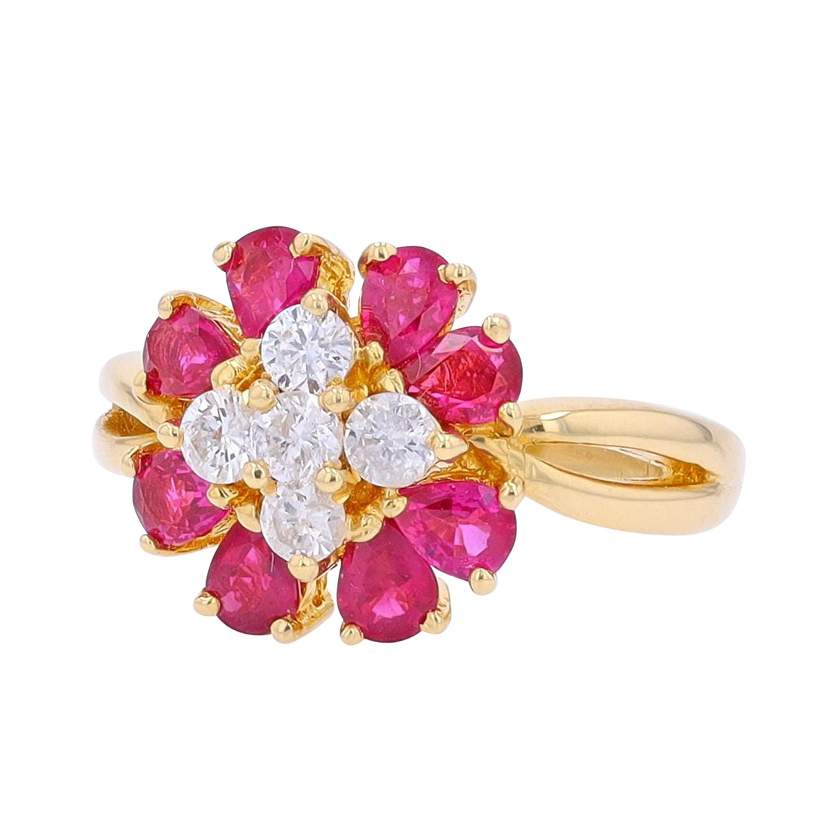18K YG 1.43 CT Ruby & 0.45 CT Diamond Ring