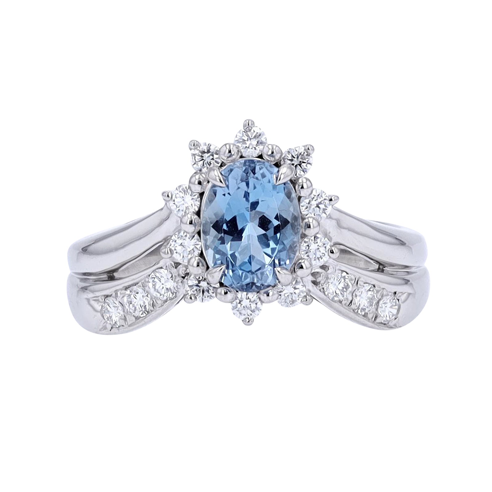 PT900 1 CT Aqua Chevron Ring
