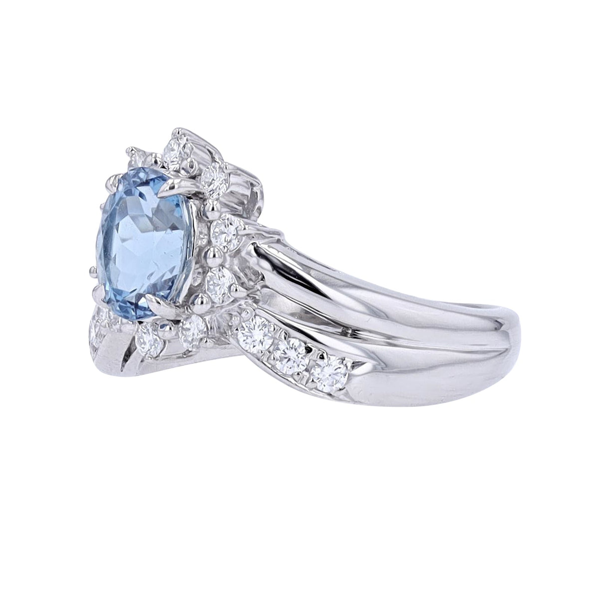 PT900 1 CT Aqua Chevron Ring