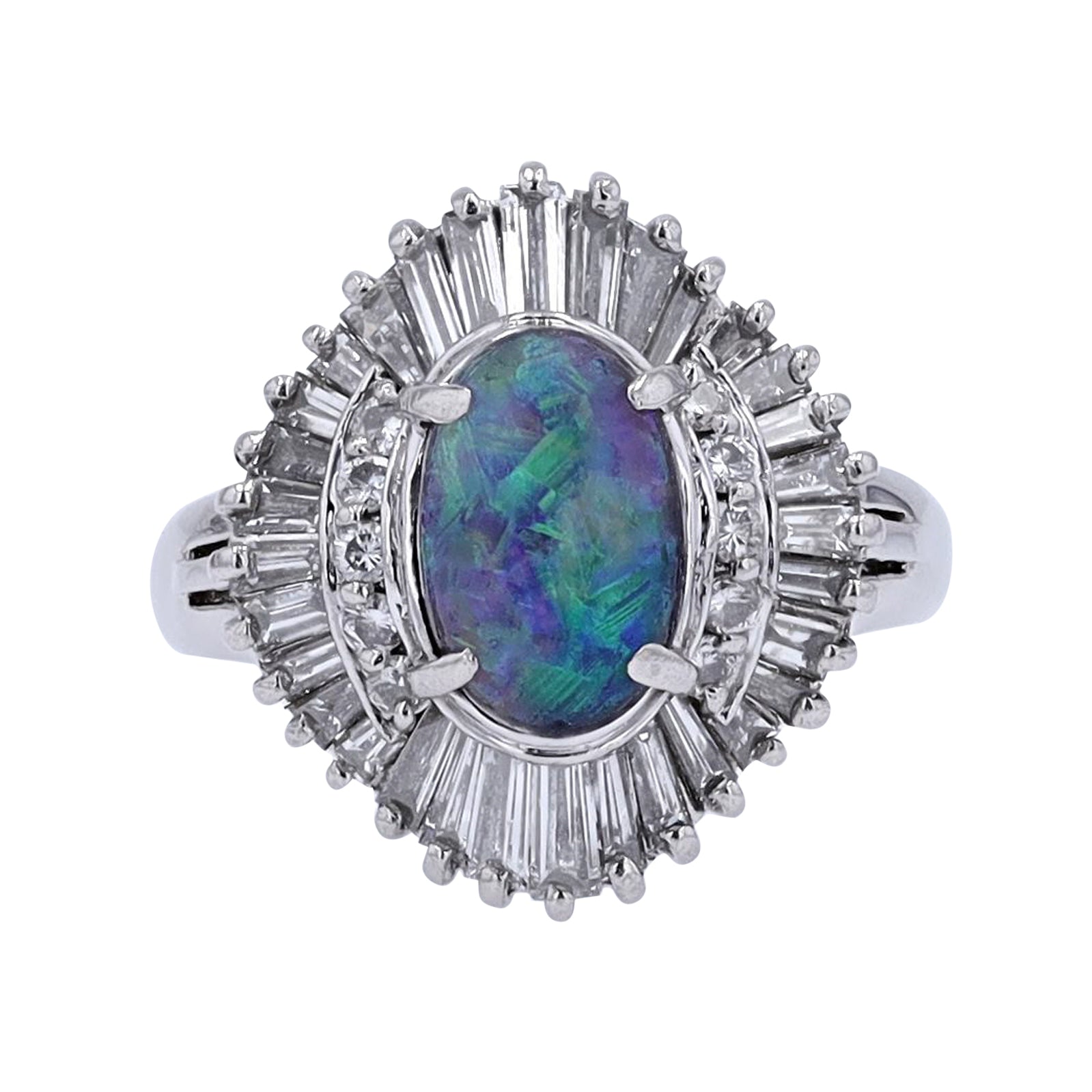 PT900 1.39 CT Black Opal Ring
