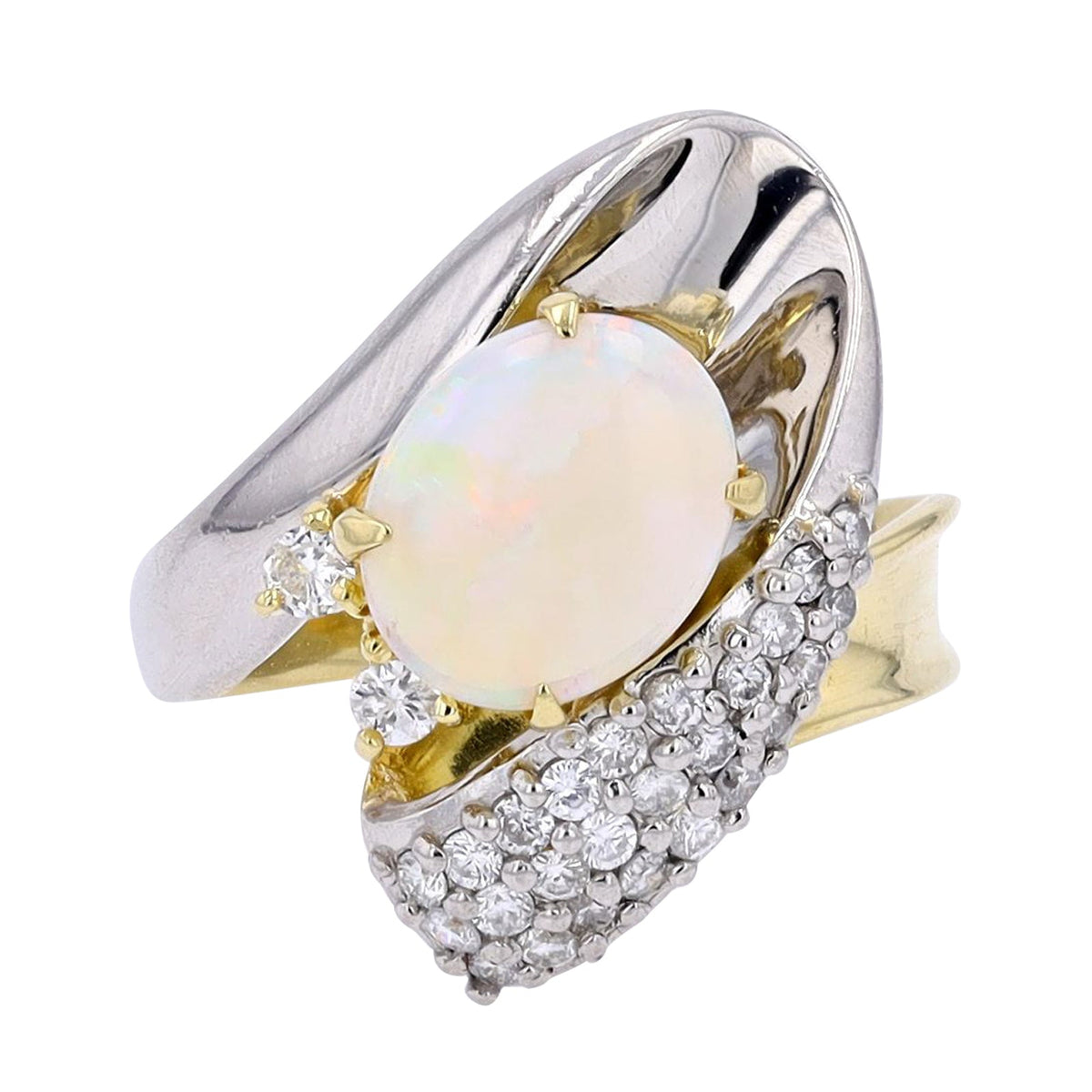 18K YG/PT900 1.54 CT Opal Ring