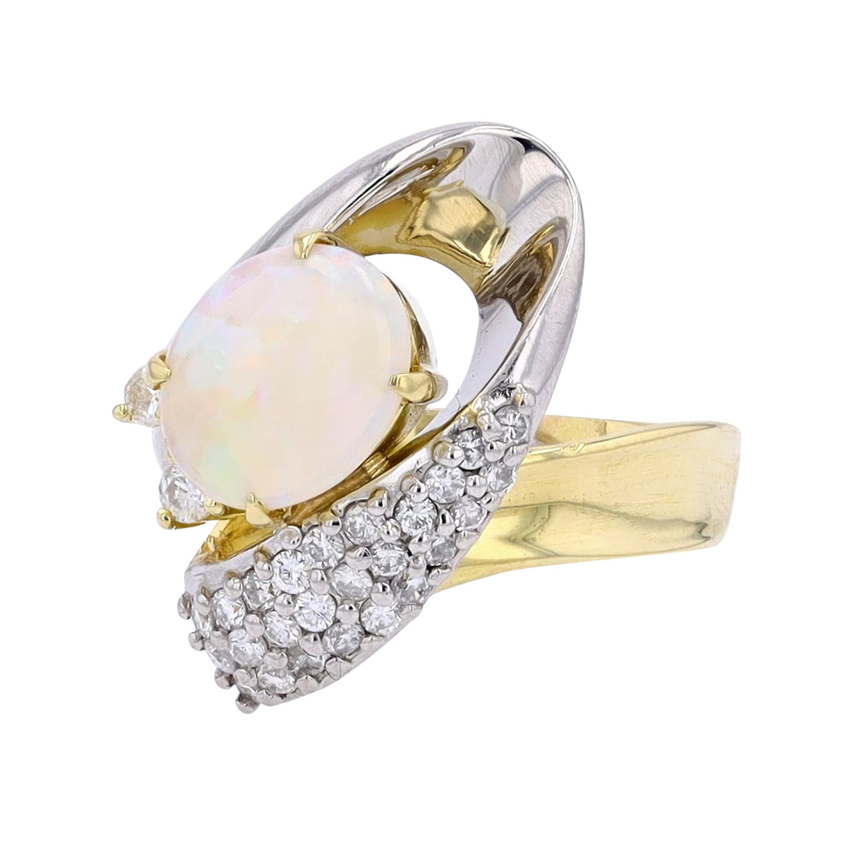 18K YG/PT900 1.54 CT Opal Ring