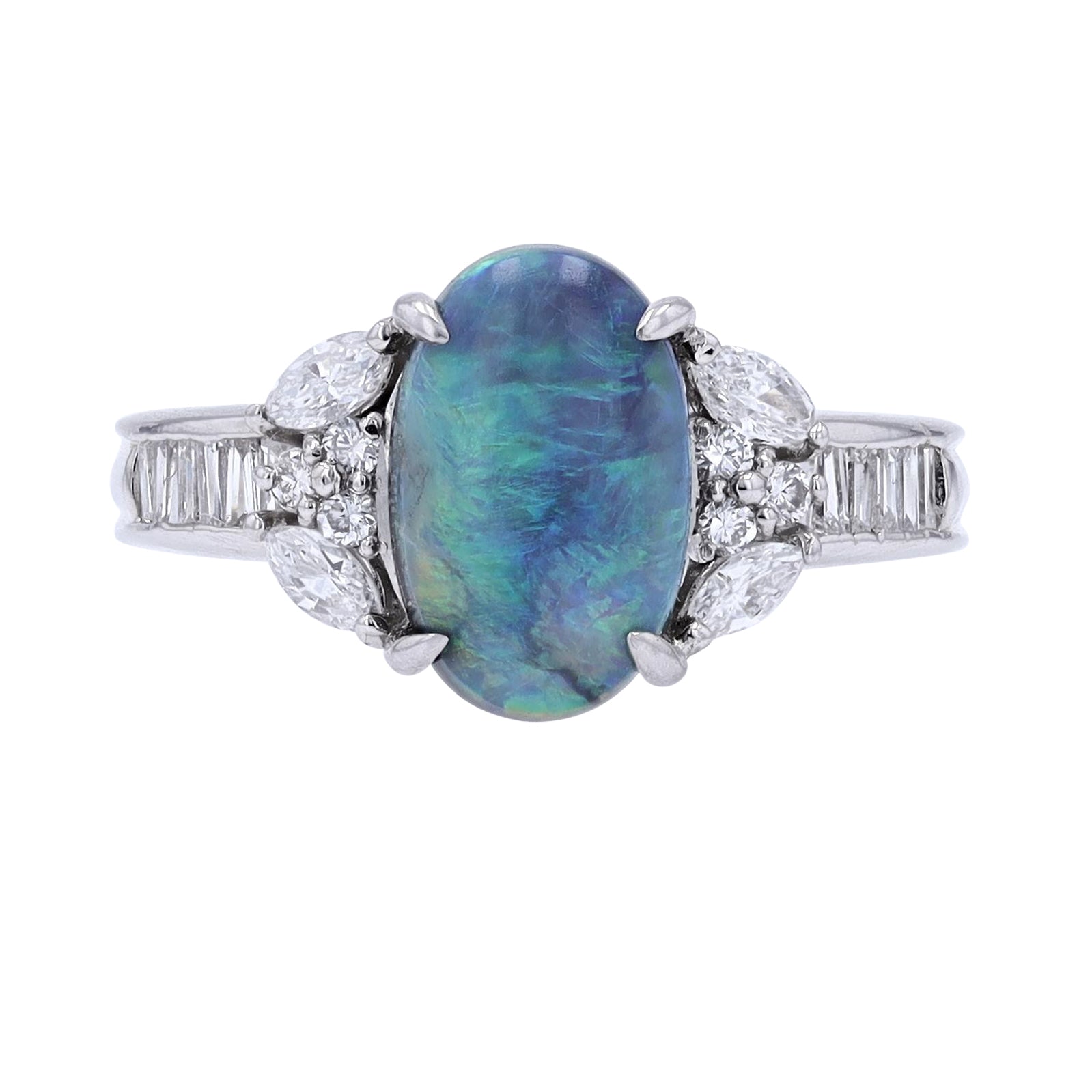 PT900 2.07 CT Black Opal Center Ring<p><strong>$1,199</p></strong>