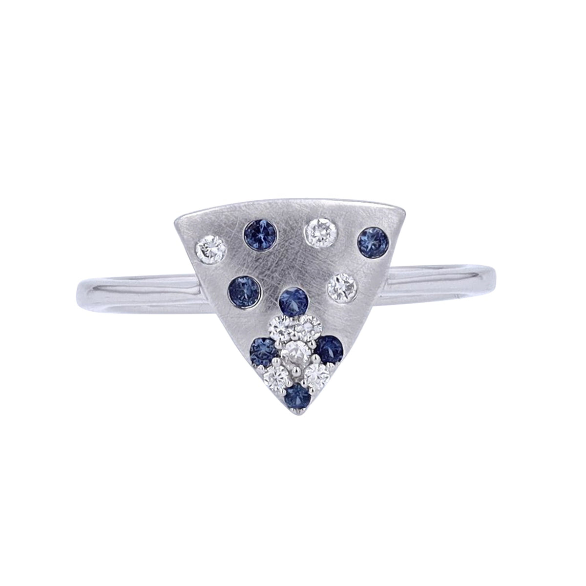 14K WG .11 CTW Sapphire & Diamond Triangle Ring