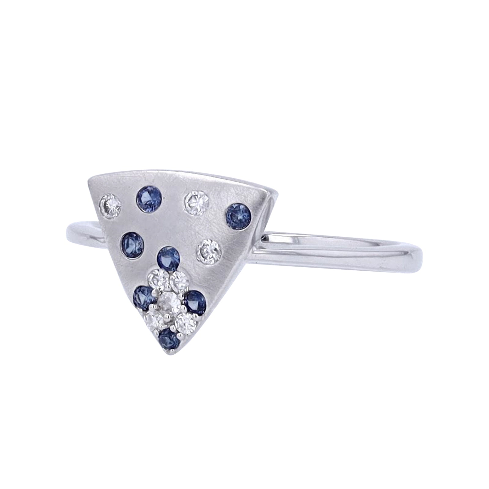 14K WG .11 CTW Sapphire & Diamond Triangle Ring