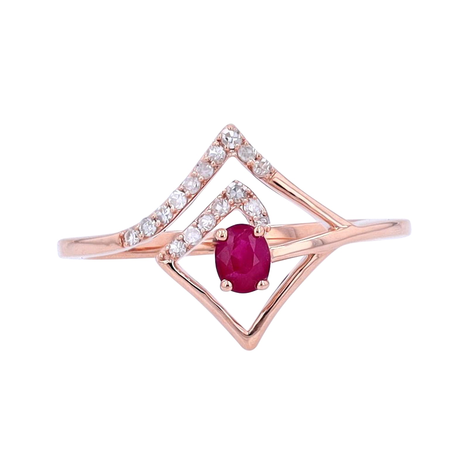 14K RG .25 CT Ruby Center Ring