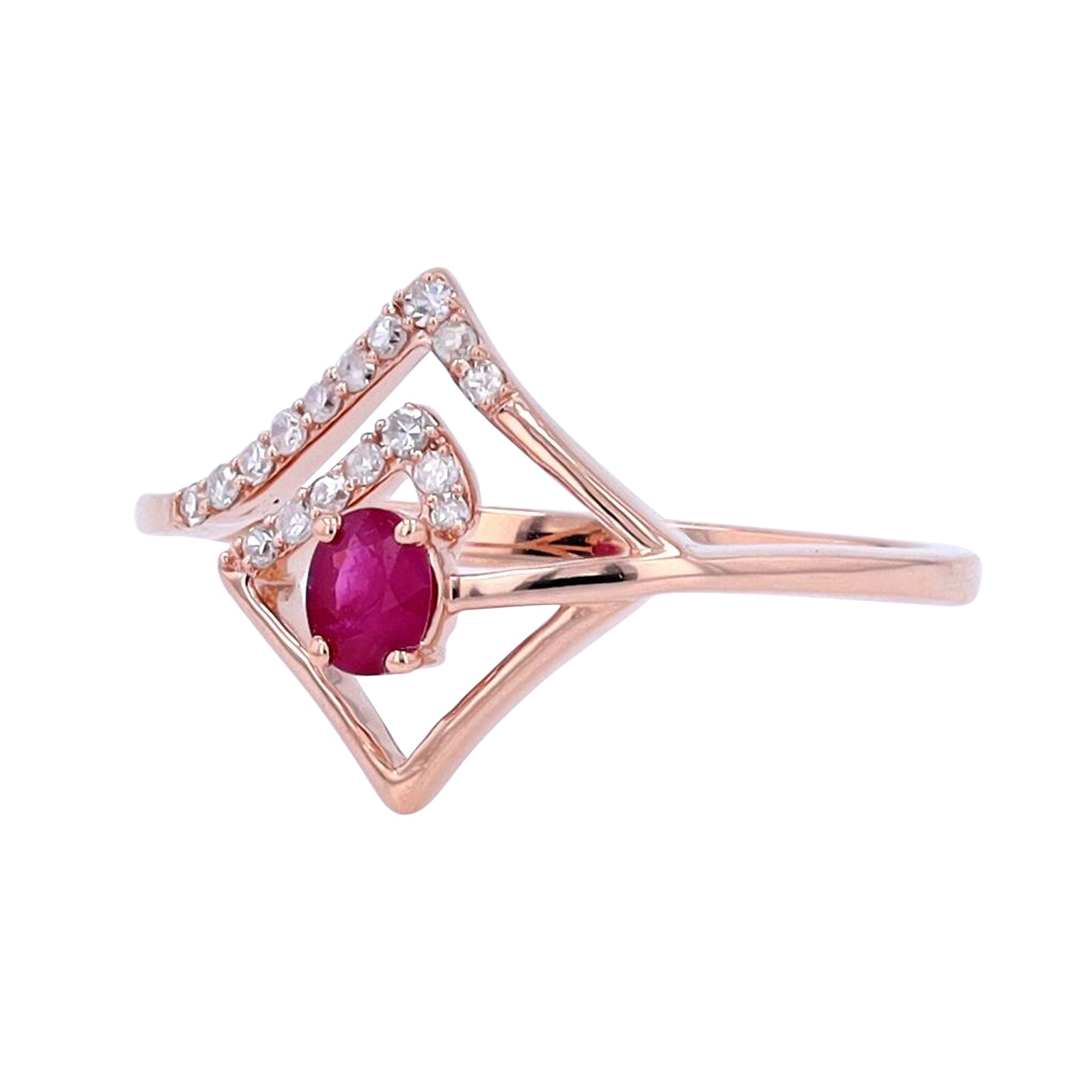 14K RG .25 CT Ruby Center Ring