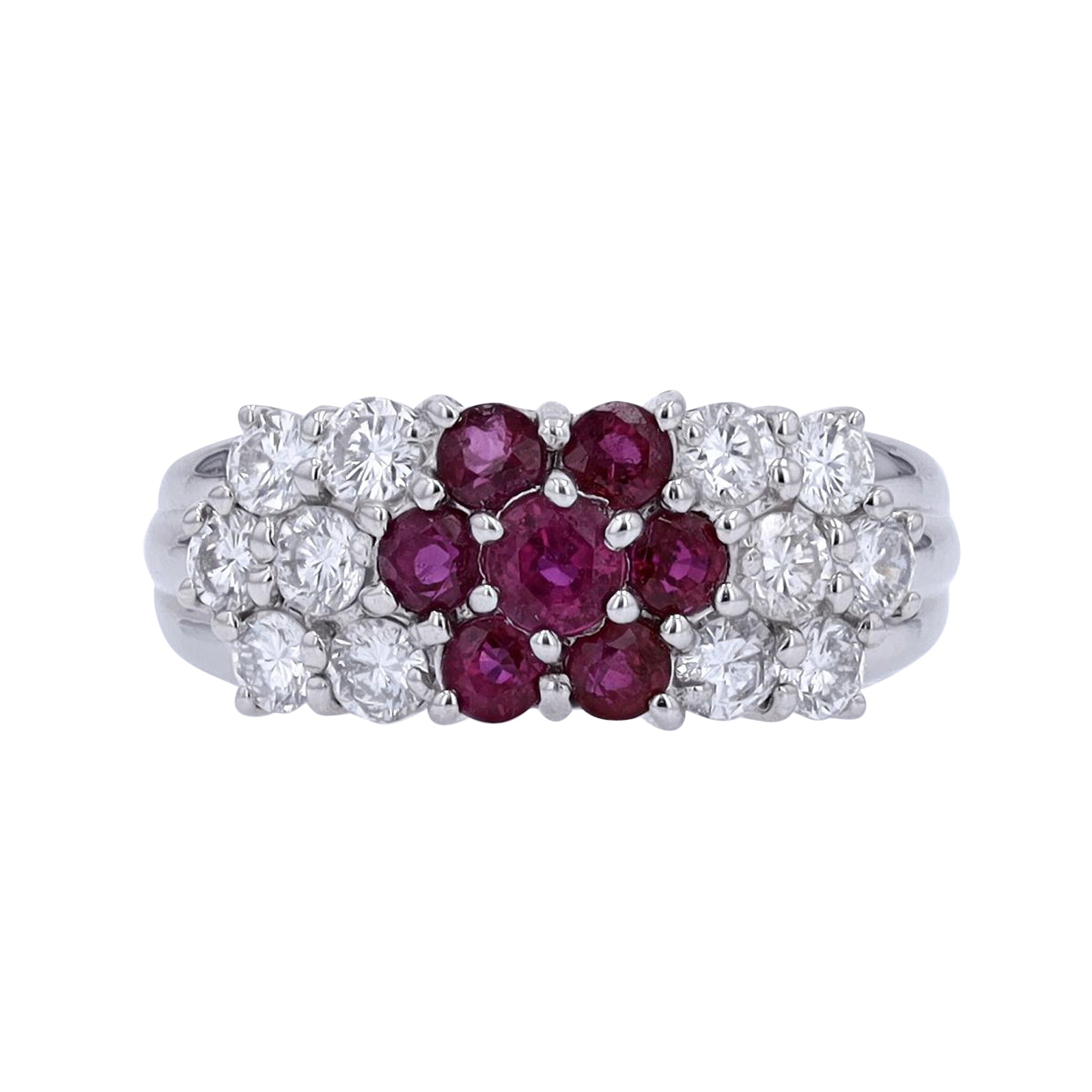 PT900 1.03 CT Ruby Cluster Ring