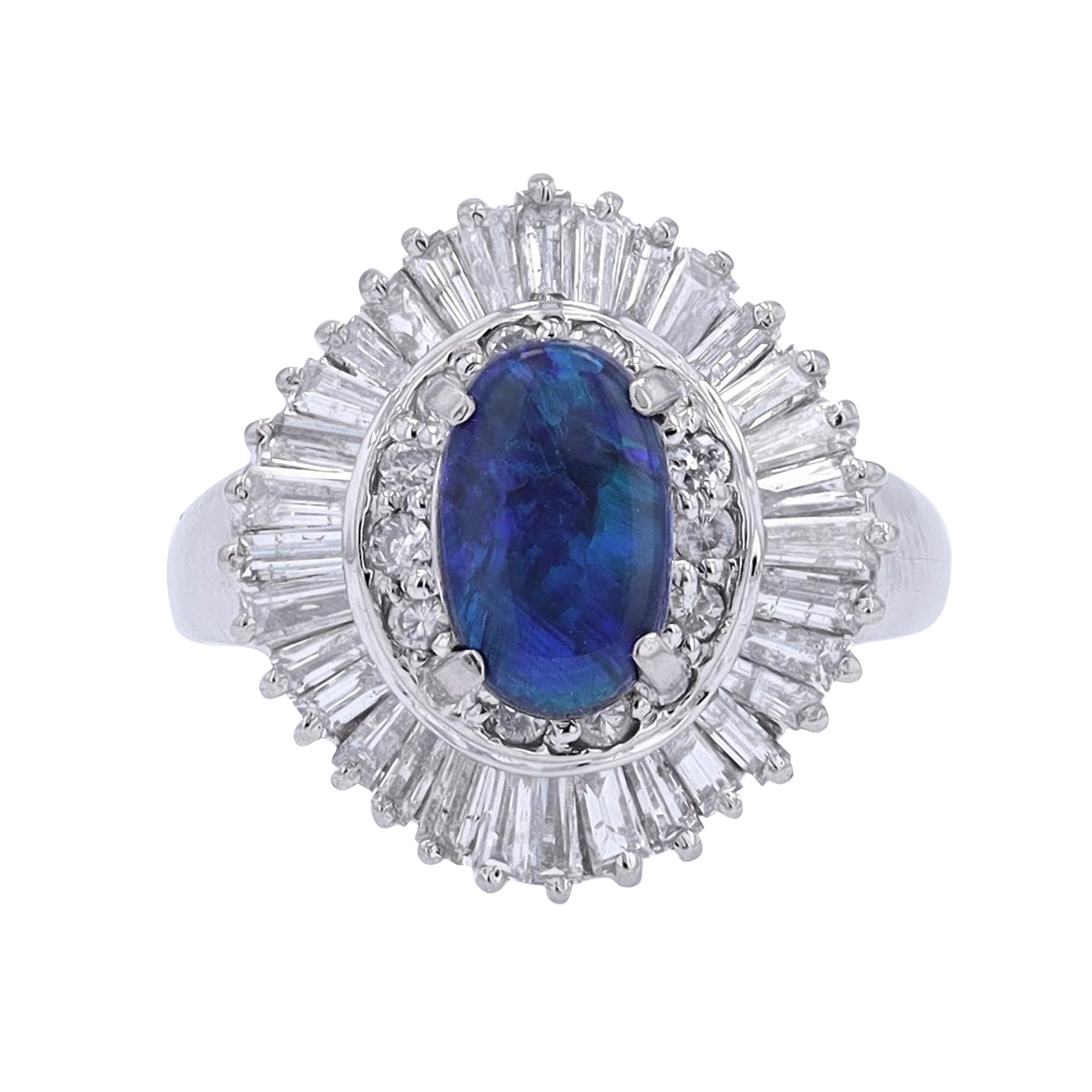 PT900 1.05 CT Black Opal Ballerina Ring