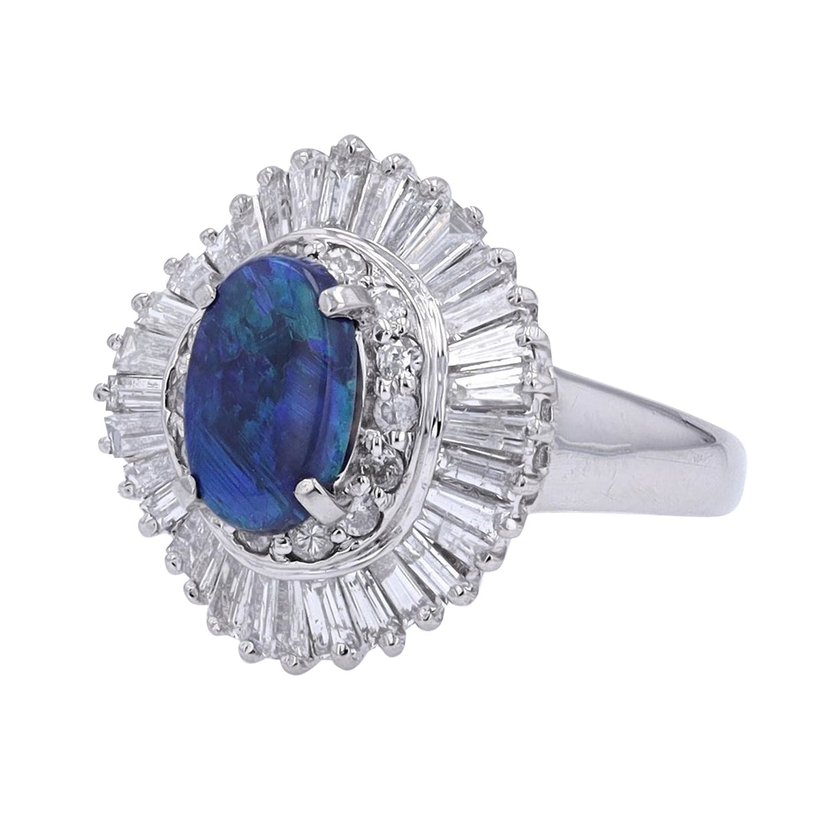 PT900 1.05 CT Black Opal Ballerina Ring