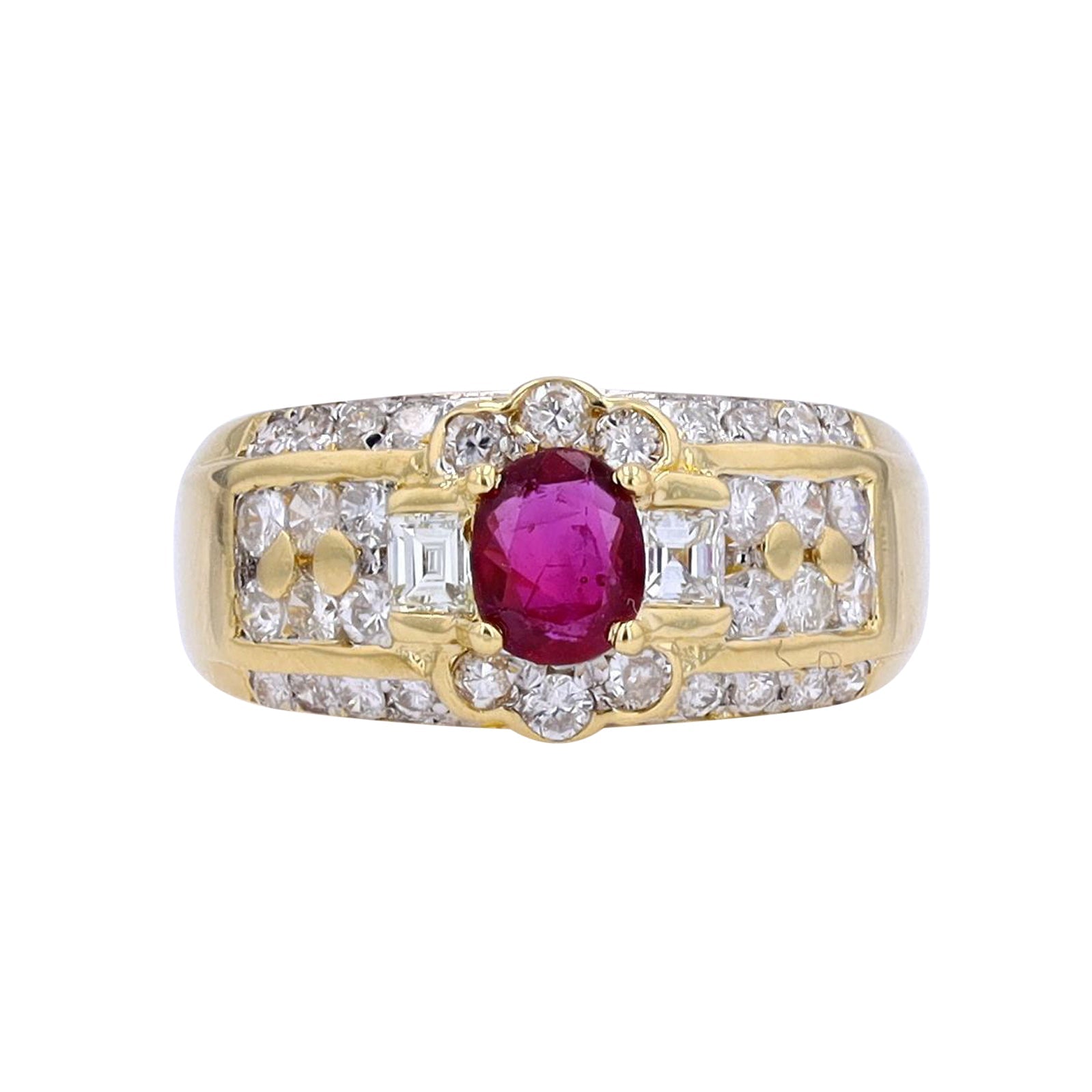 18K YG .57 CT Ruby Center Ring