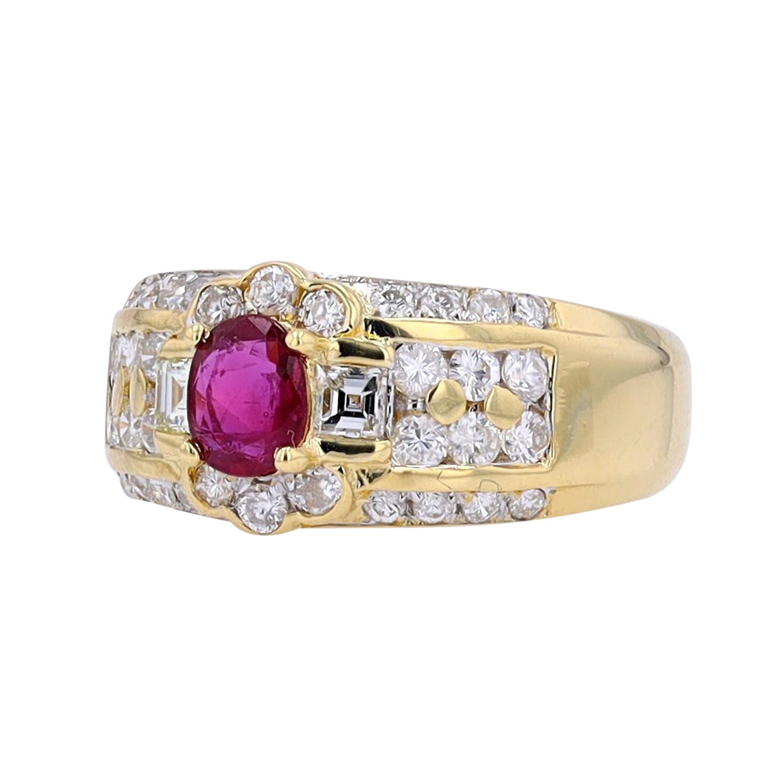 18K YG .57 CT Ruby Center Ring