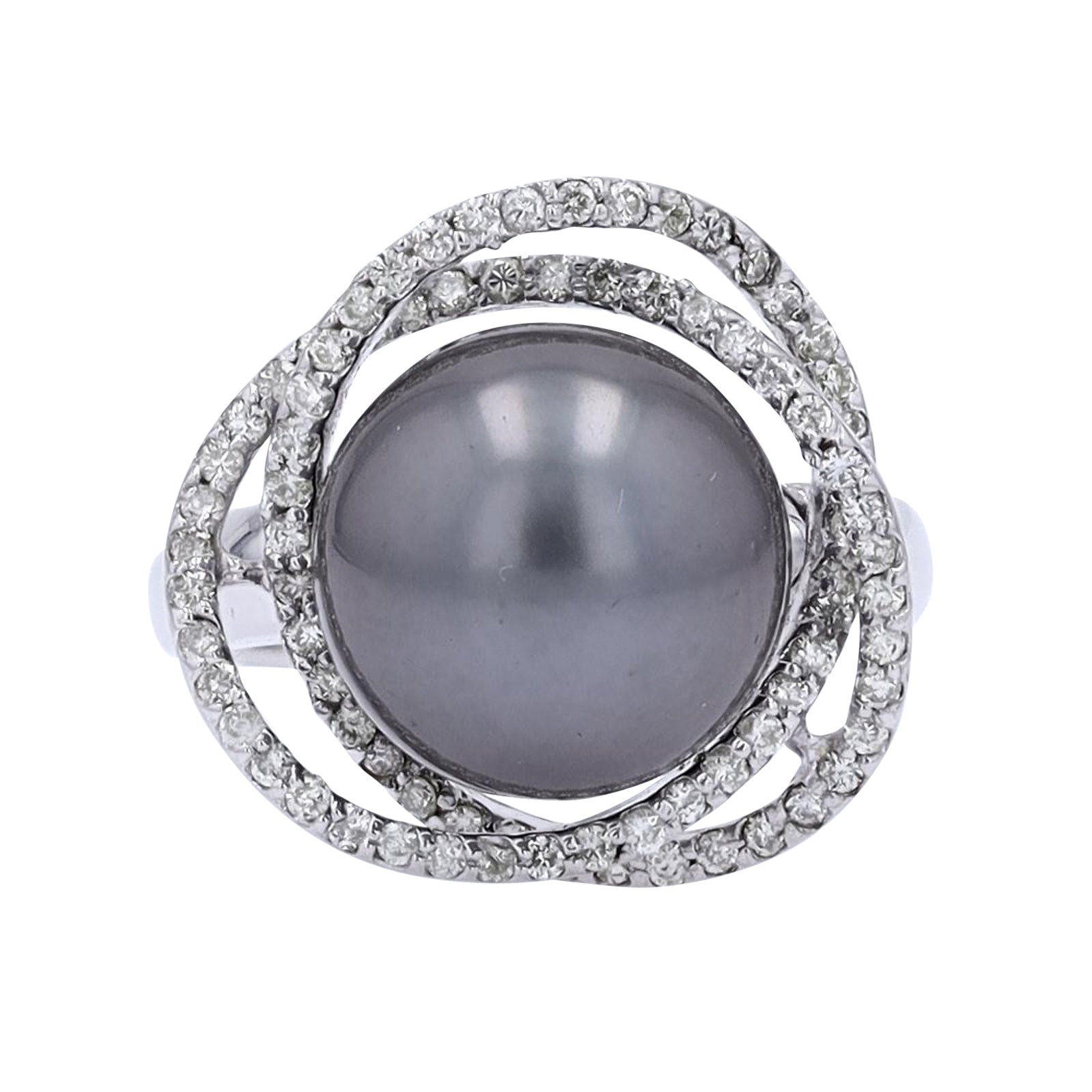 18K WG Tahitian Pearl Halo Ring<p><strong>$899</p></strong>
