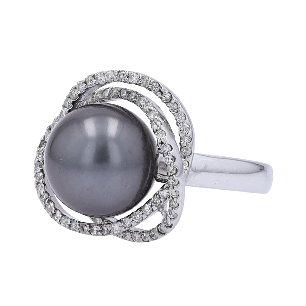 18K WG Tahitian Pearl Halo Ring<p><strong>$899</p></strong>