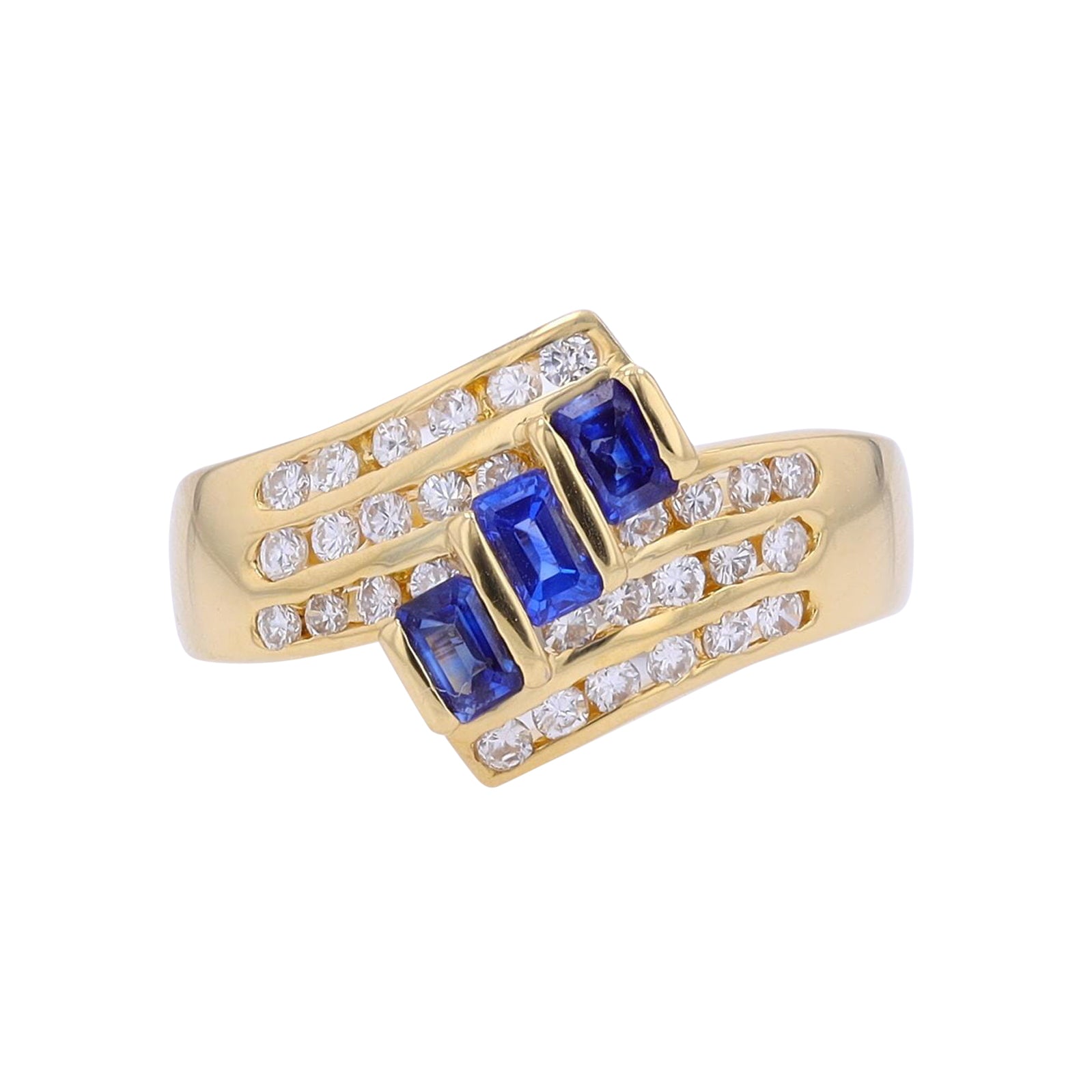 18K YG 0.56 CT Sapphire Three Stone Ring