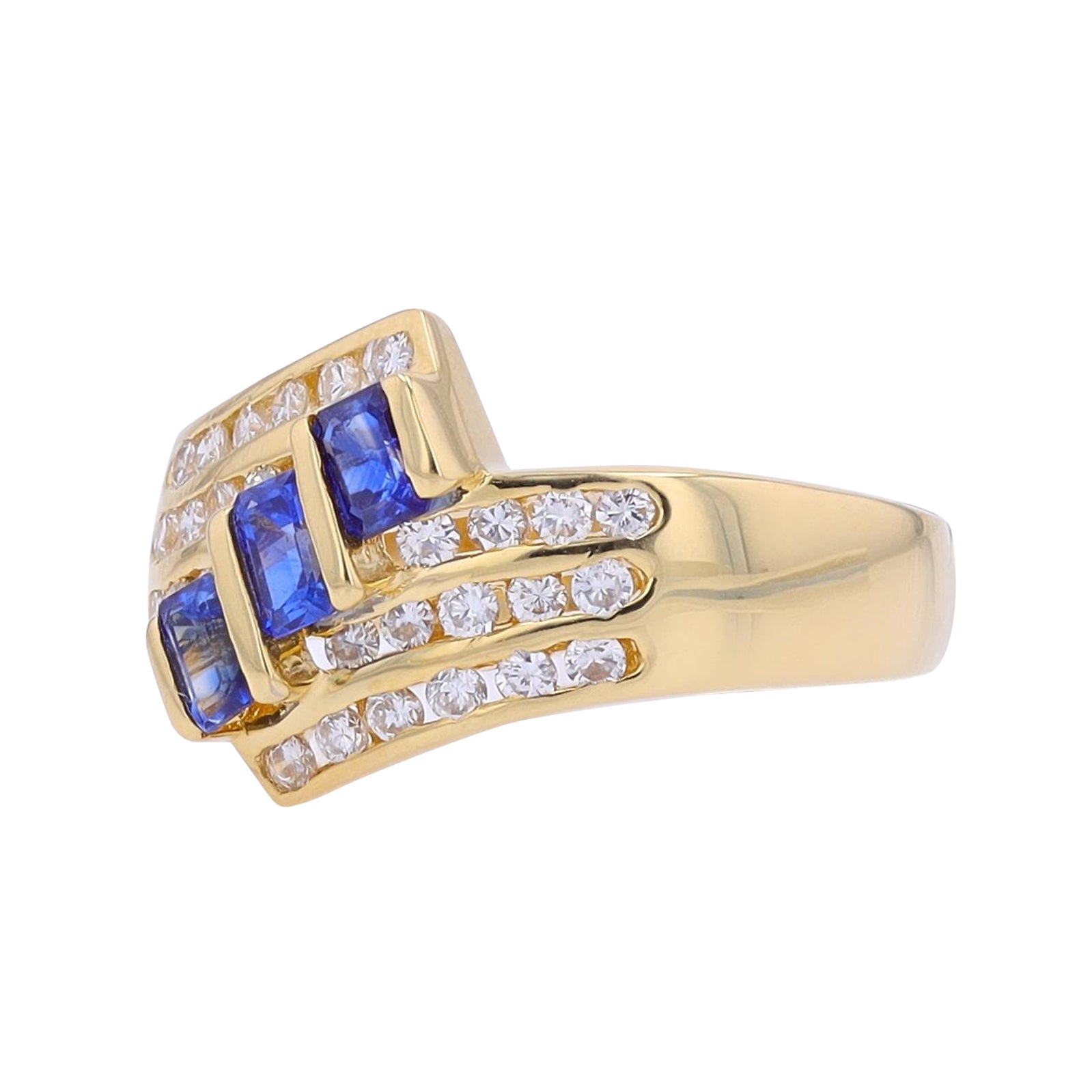 18K YG 0.56 CT Sapphire Three Stone Ring
