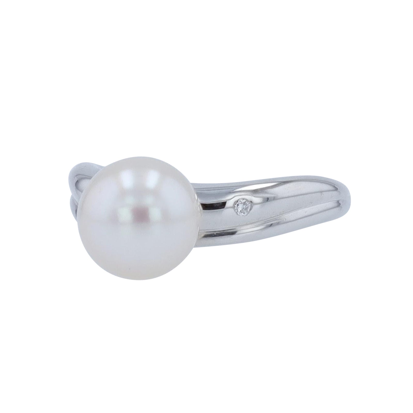 18K WG Pearl Curved Ring