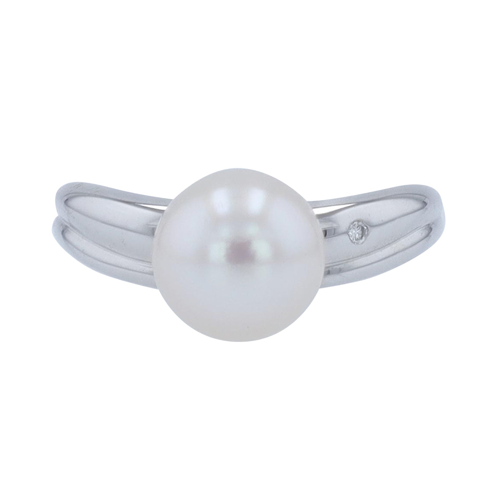 18K WG Pearl Curved Ring