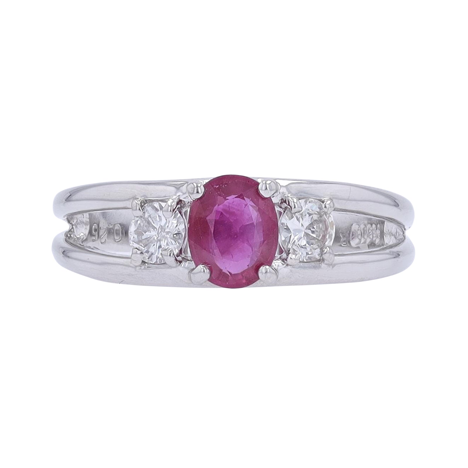 PT900 0.73 CT Ruby Center Ring
