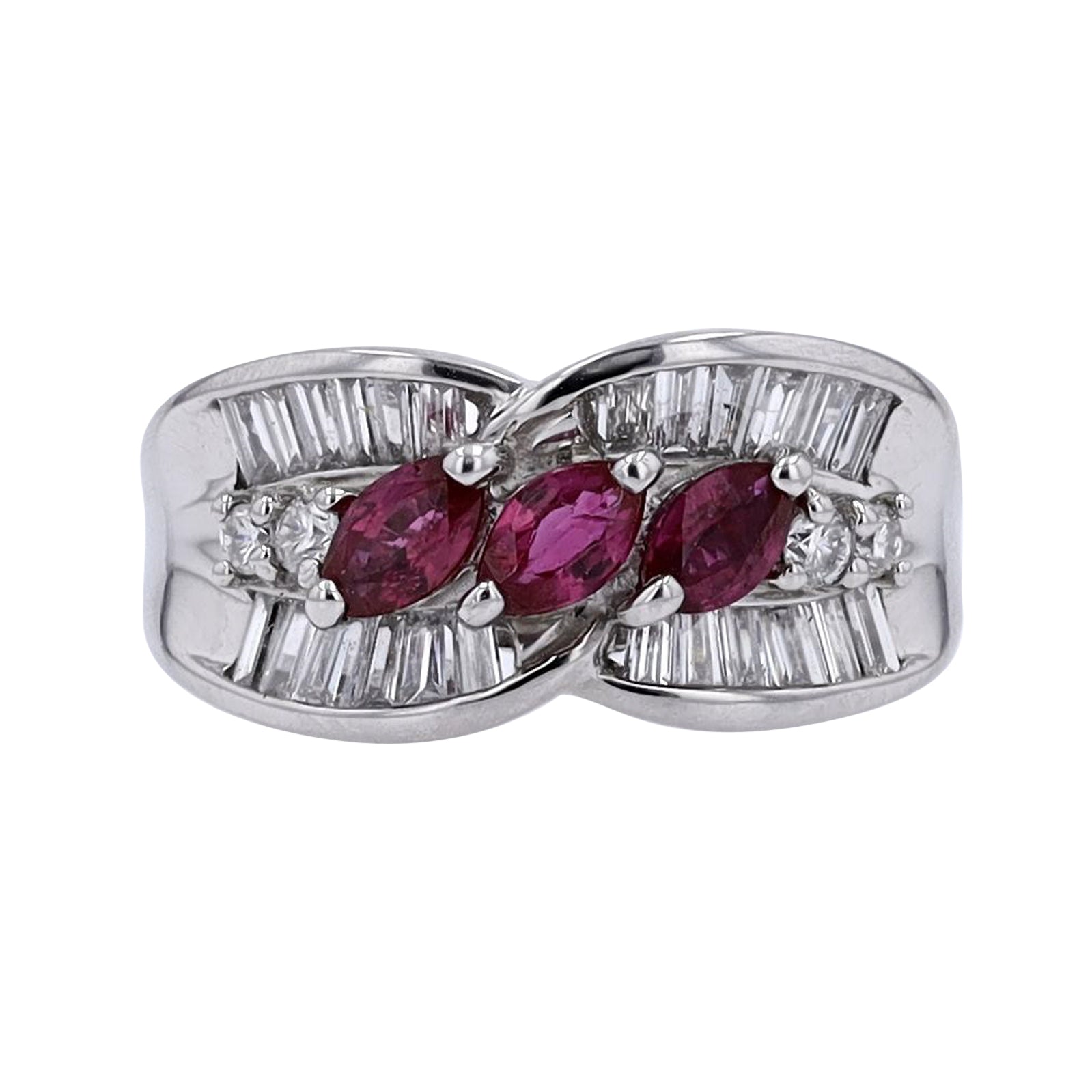 PT900 0.75 CT Ruby Three Stone Ring