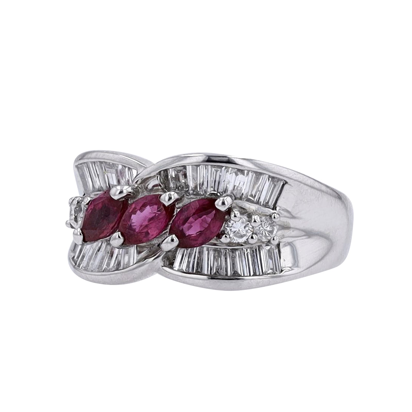 PT900 0.75 CT Ruby Three Stone Ring