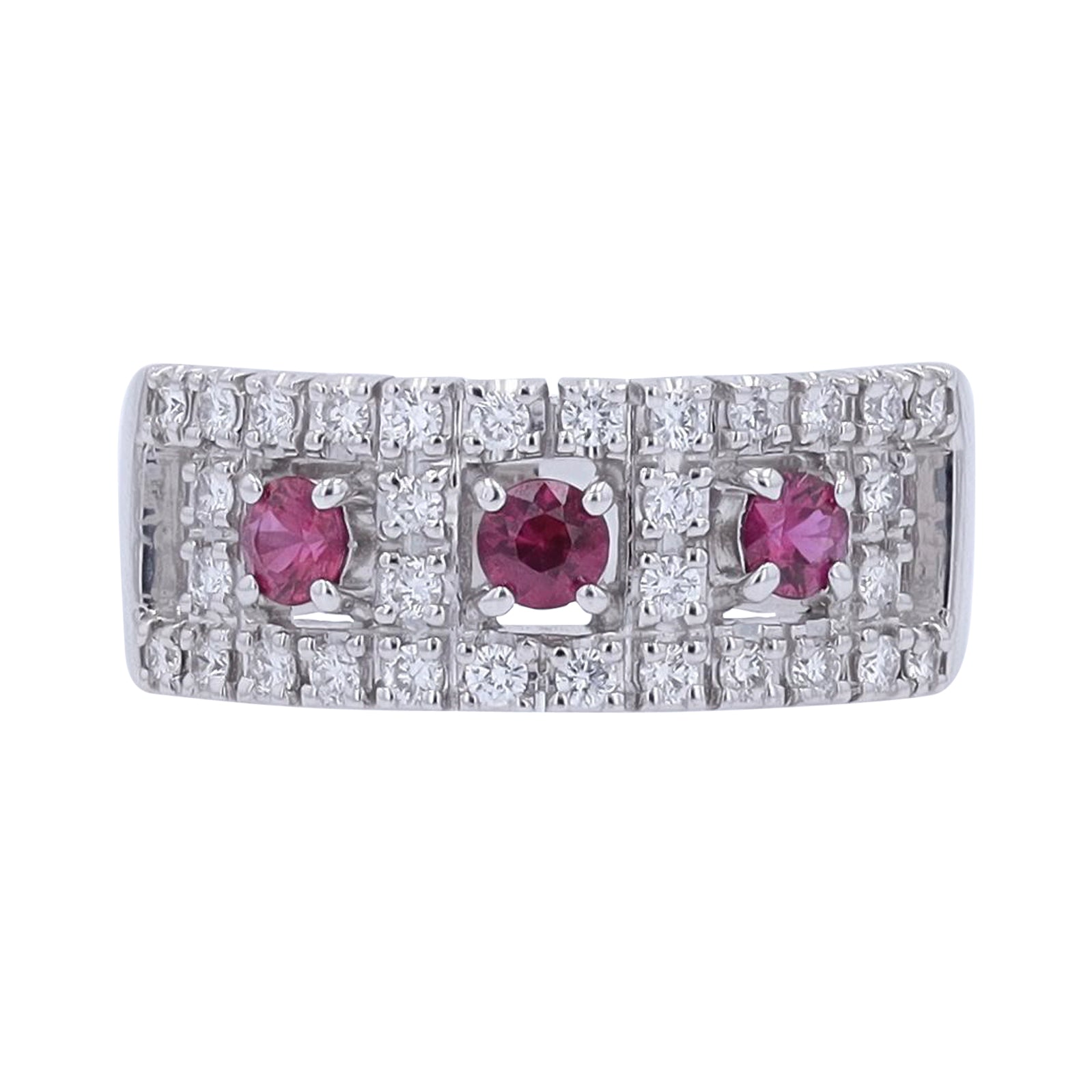 PT900 0.46 CT Ruby Three Stone Ring
