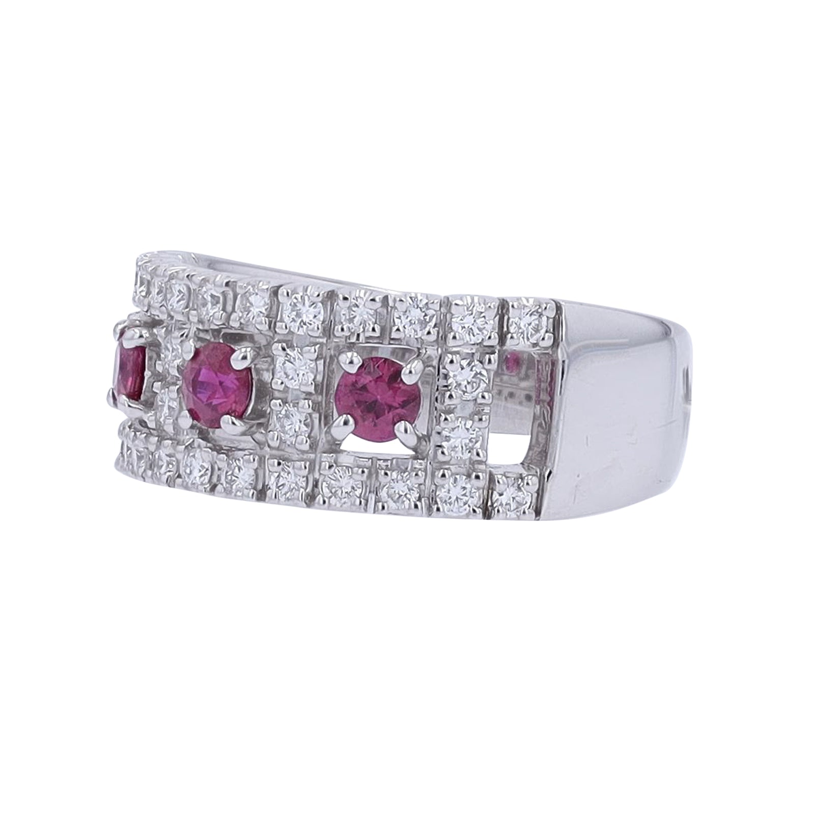 PT900 0.46 CT Ruby Three Stone Ring