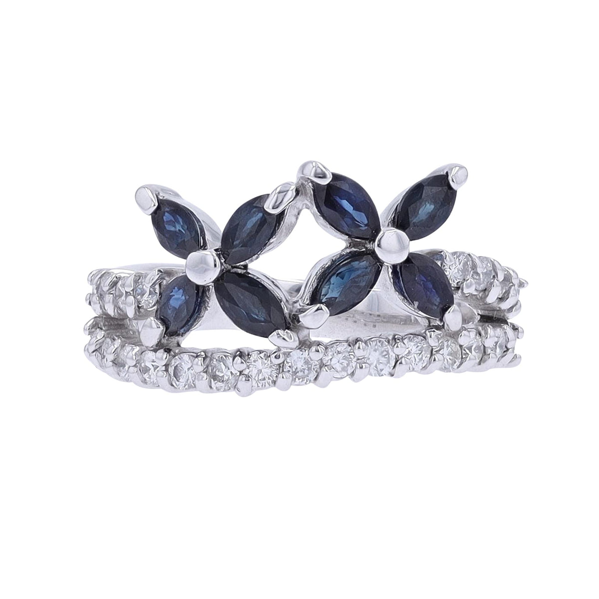 18K WG 1.05 CT Sapphire Flower Ring