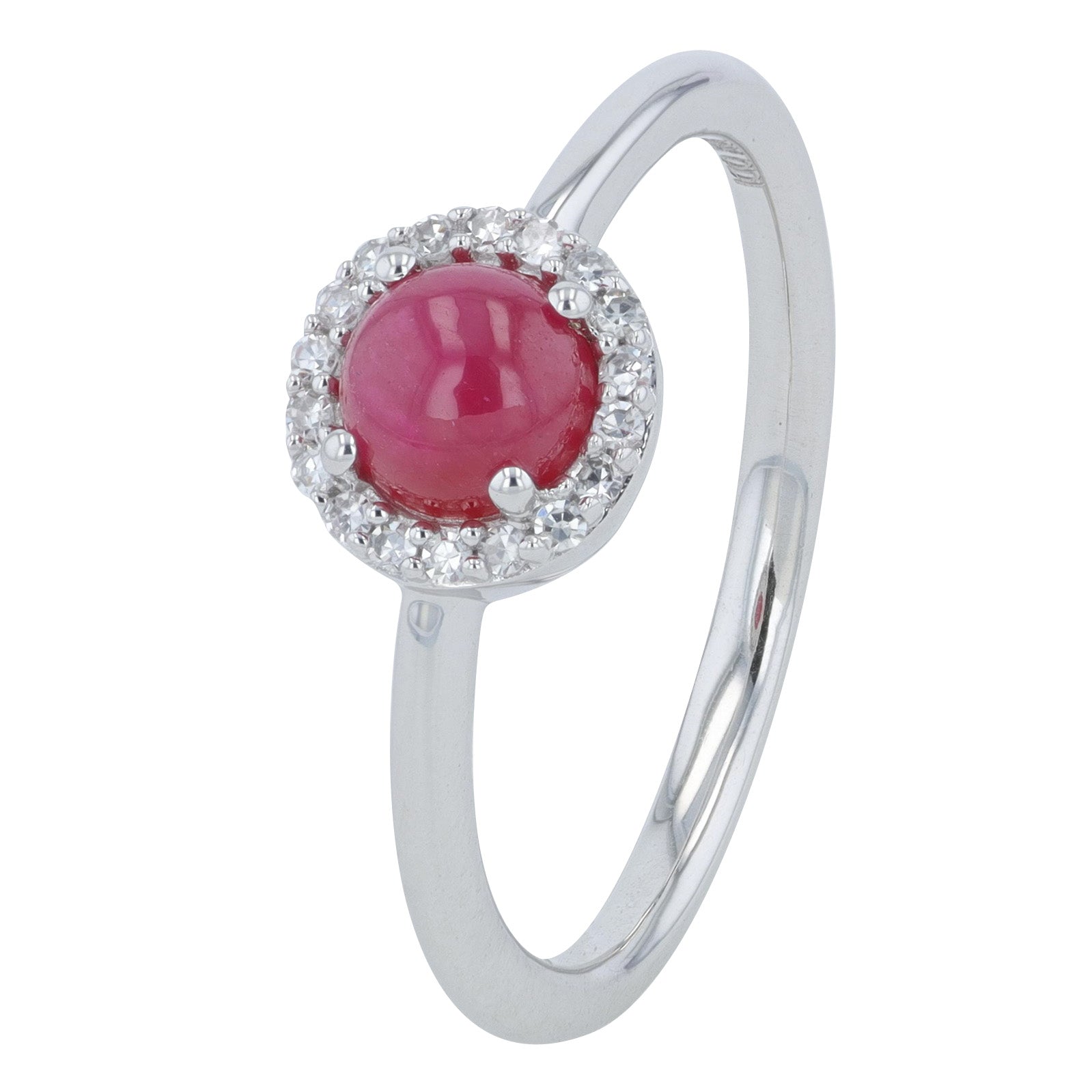 10K WG 0.85 CT Cabochon Ruby Center Ring