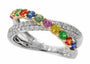 14K EFFY TT 1.06 CT Multicolor Sapphire Crossover Band