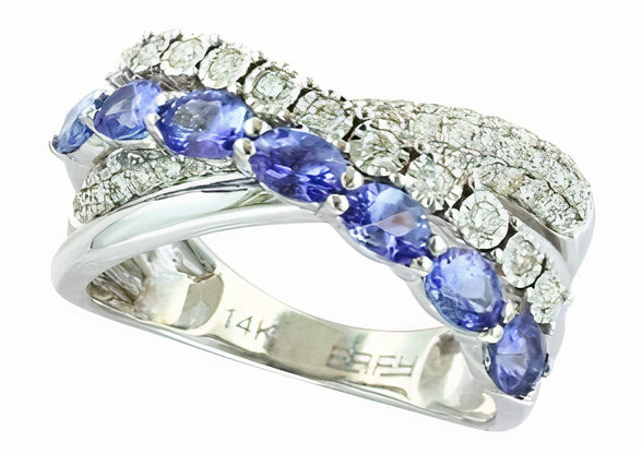 14K EFFY WG 0.86 CT Tanzanite Crossover Ring