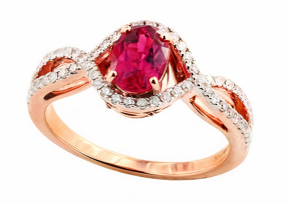 14K EFFY RG 0.85 CT Rubelite Center Ring