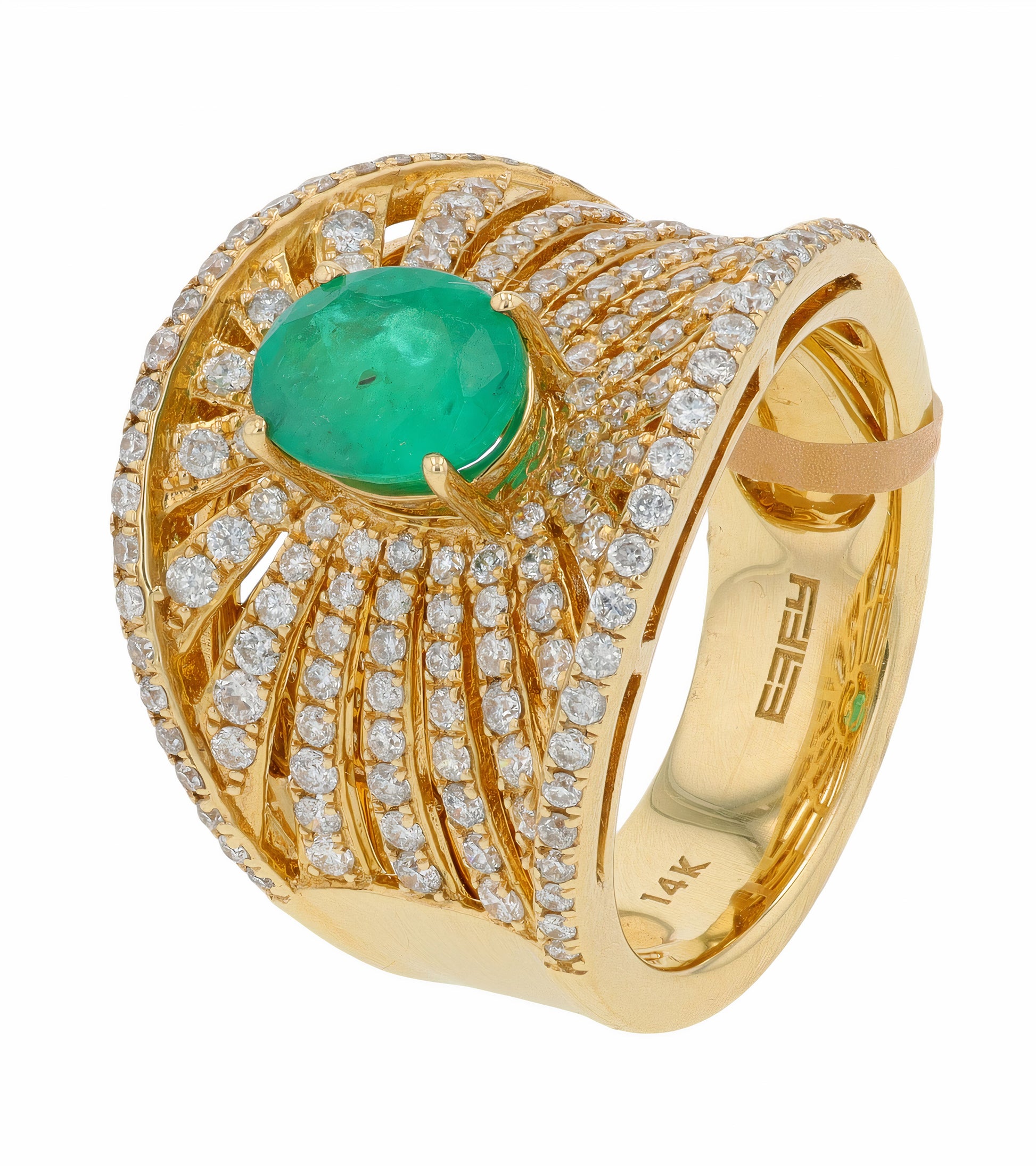 14K EFFY YG 1.14 CT Emerald Ring