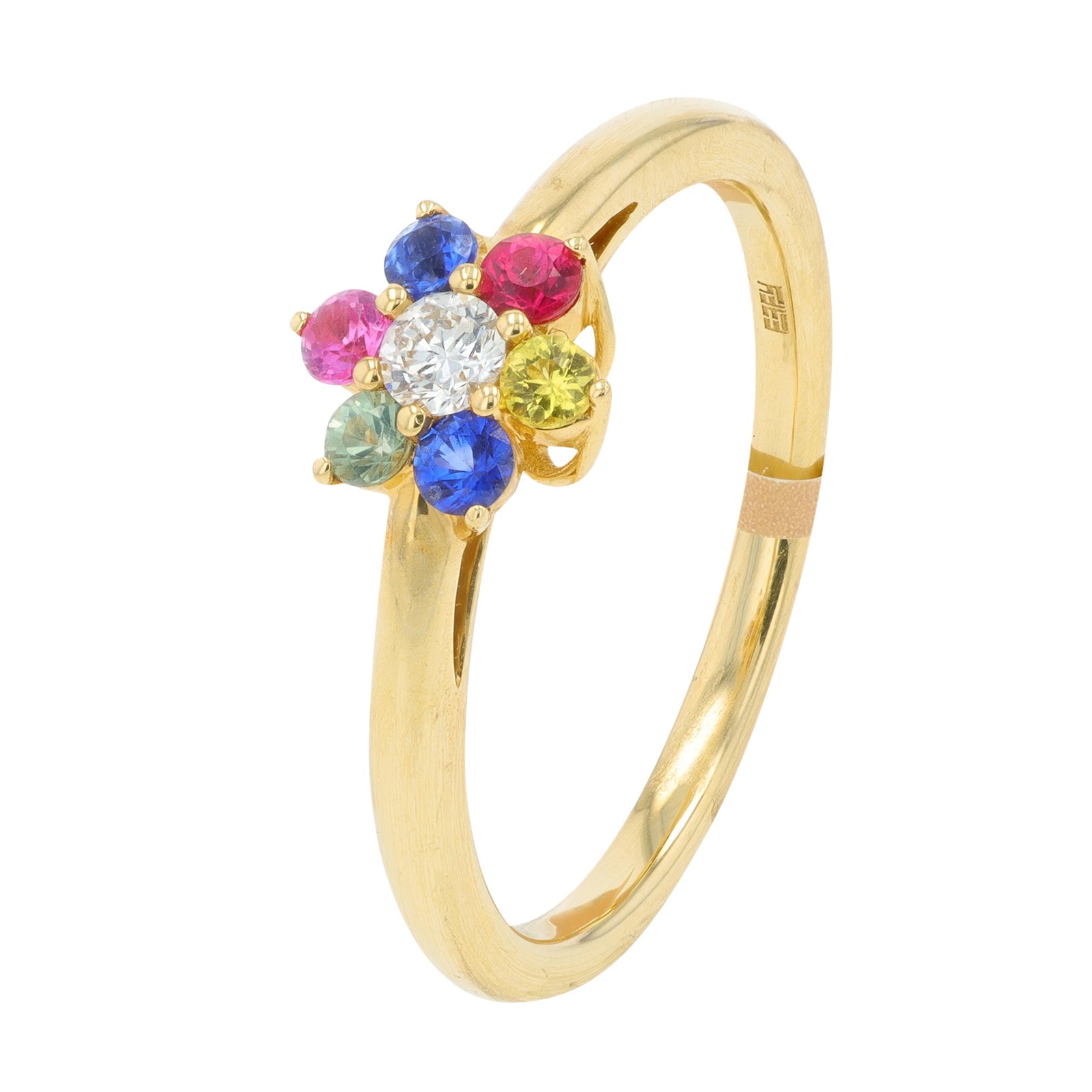 14K YG EFFY Multi Sapphire Cluster Ring