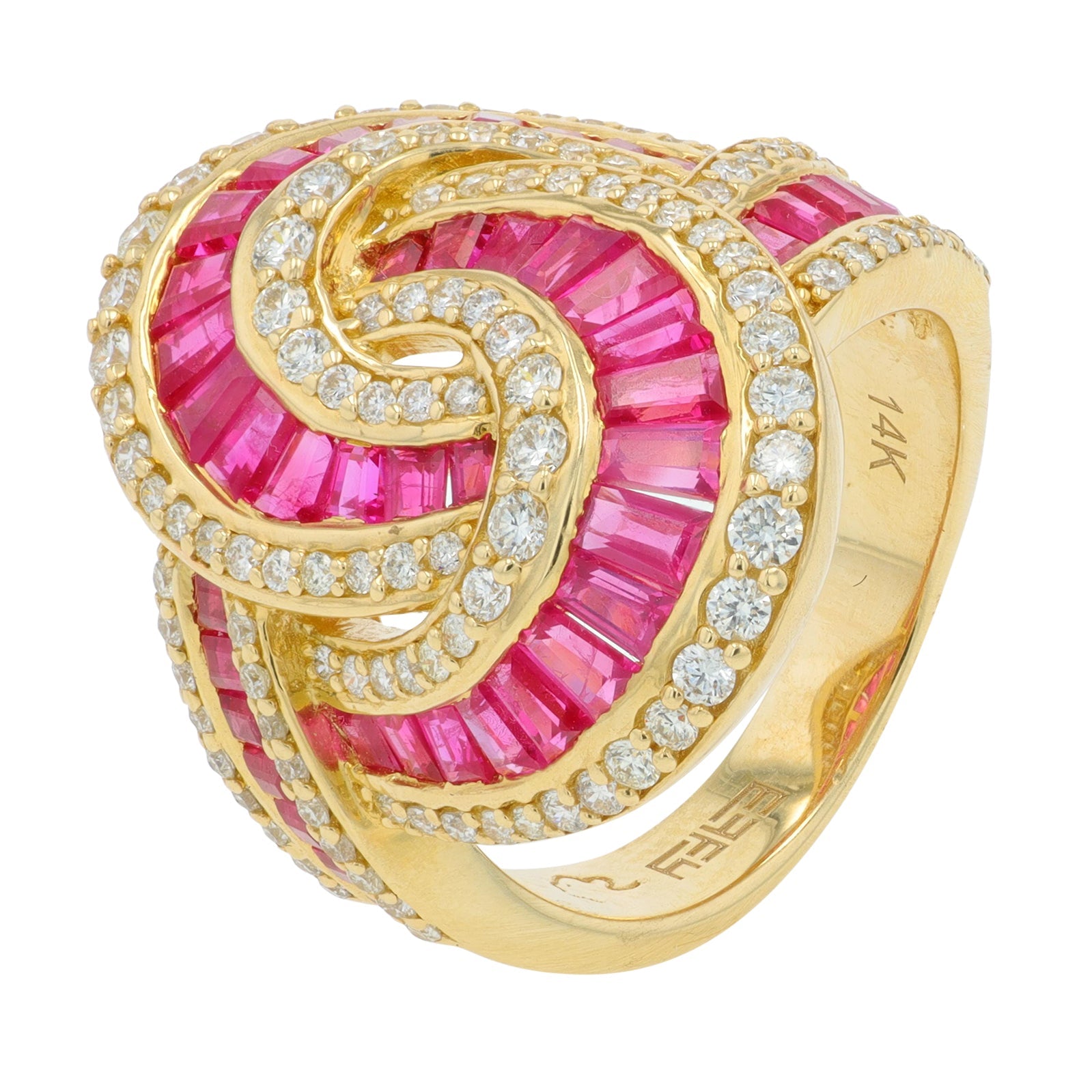 14K EFFY YG 3.28 CTW Ruby Ring