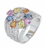 14K EFFY WG 3.61 CT Multicolor Sapphire Ring