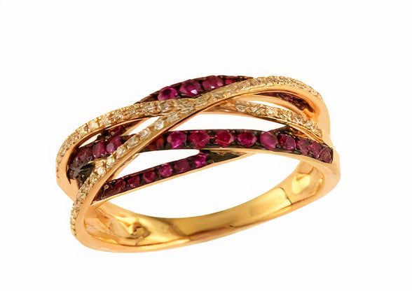 18K EFFY RG 1/2 CT Ruby Crossover Ring