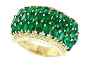 14K EFFY YG 3.73 CT Emerald Wide Band