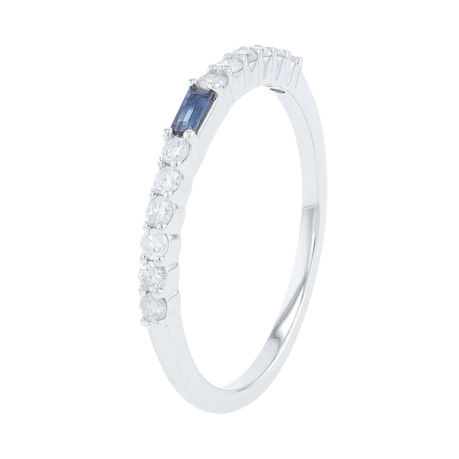 14K WG .07 CT Sapphire Band