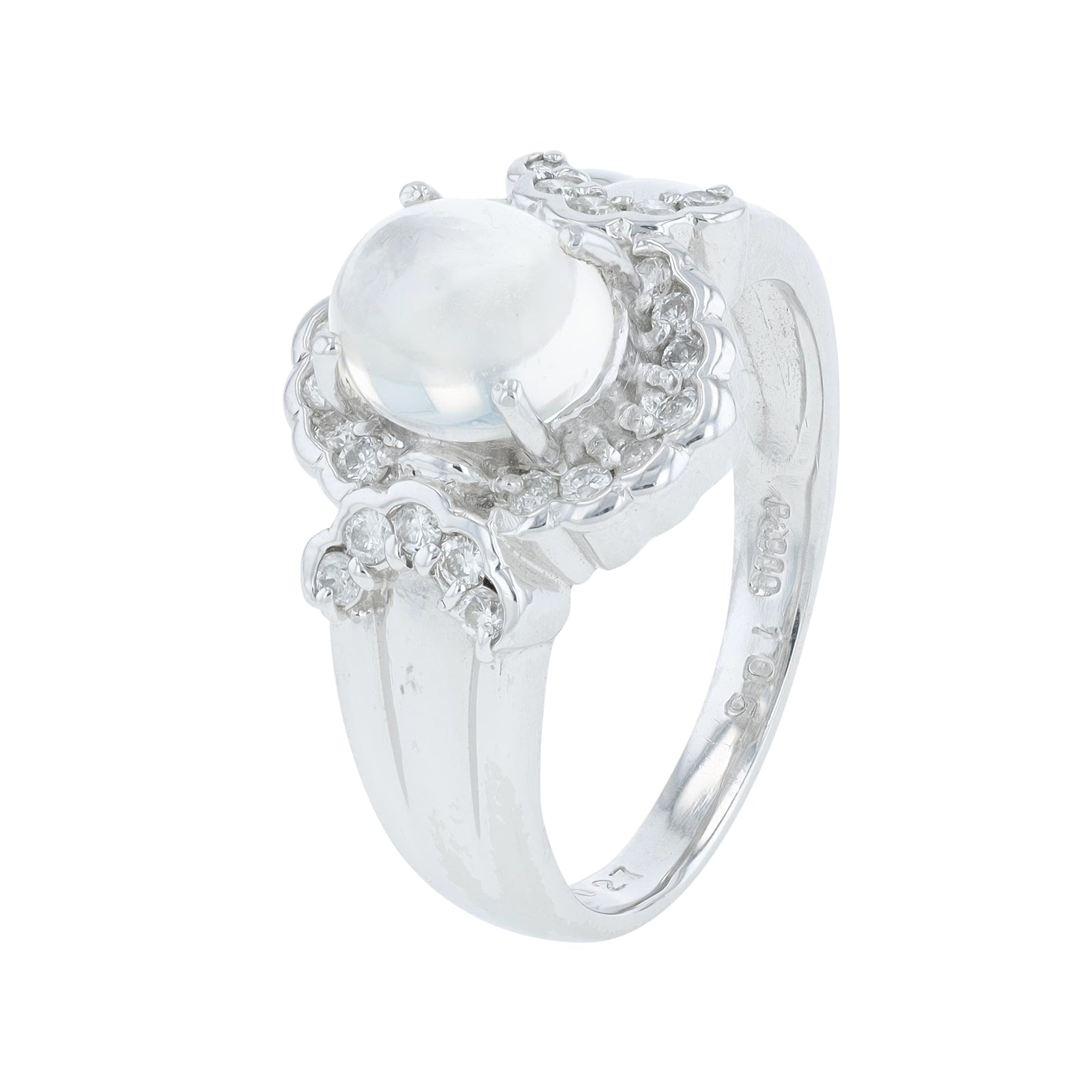 PT900 1.05 CT Opal Halo Ring