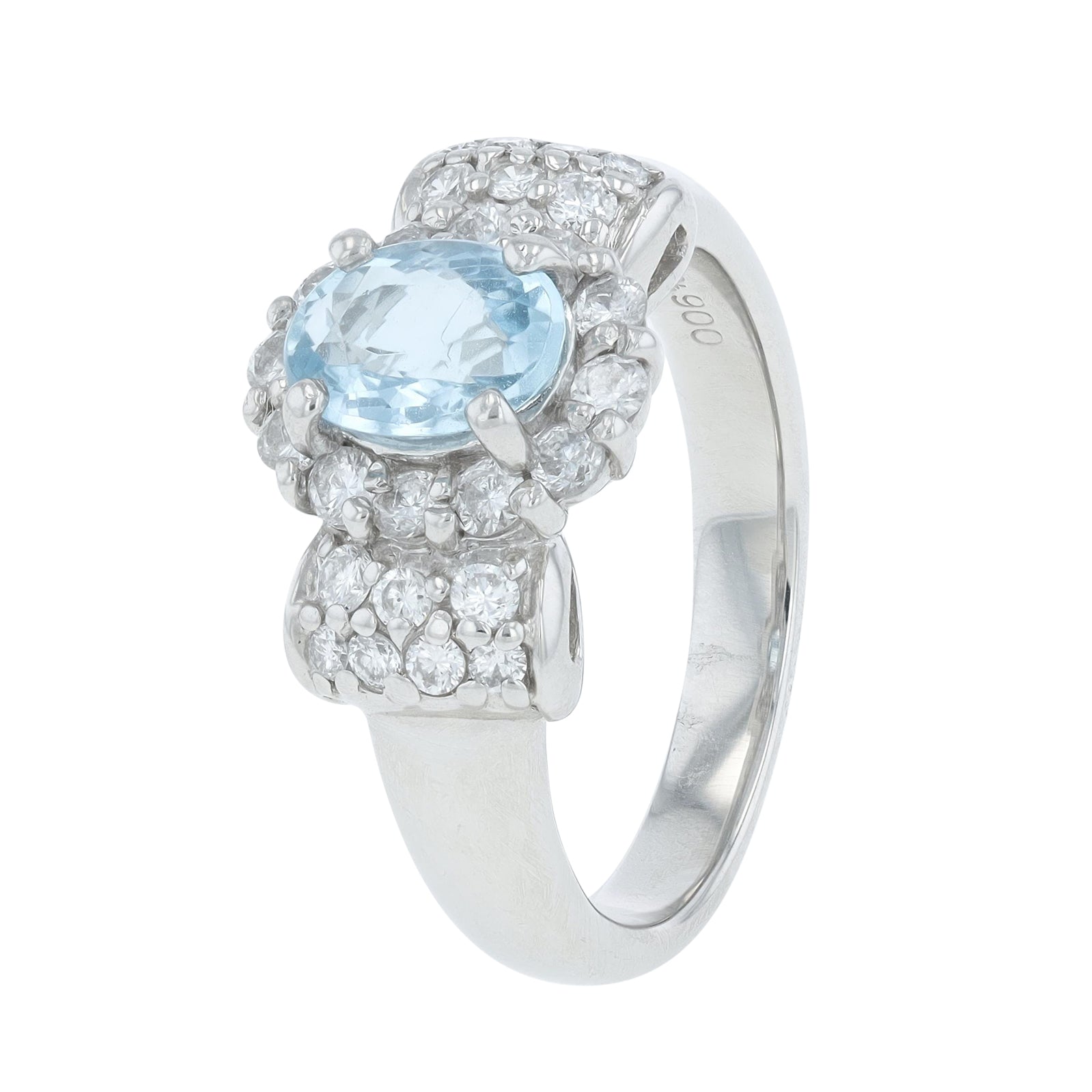 PT900 .76 CT Aqua Bow Ring