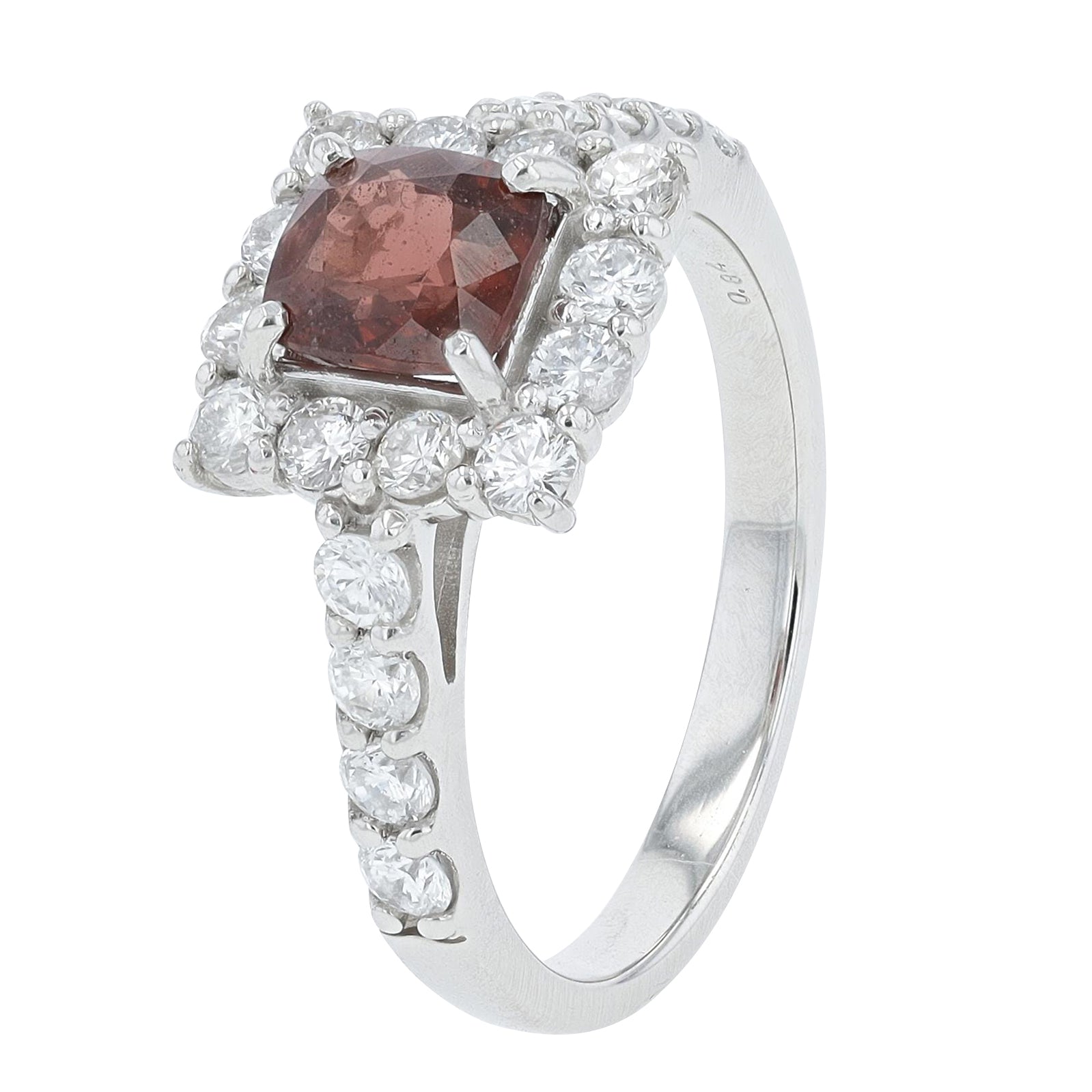 PT950 0.96 CT Red Spinel Halo Ring