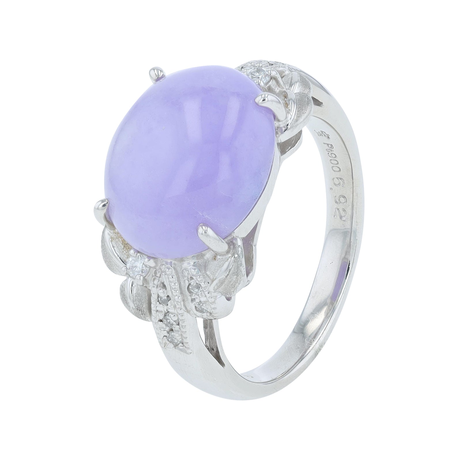 PT900 6.92 CT Lavendar Jade Ring