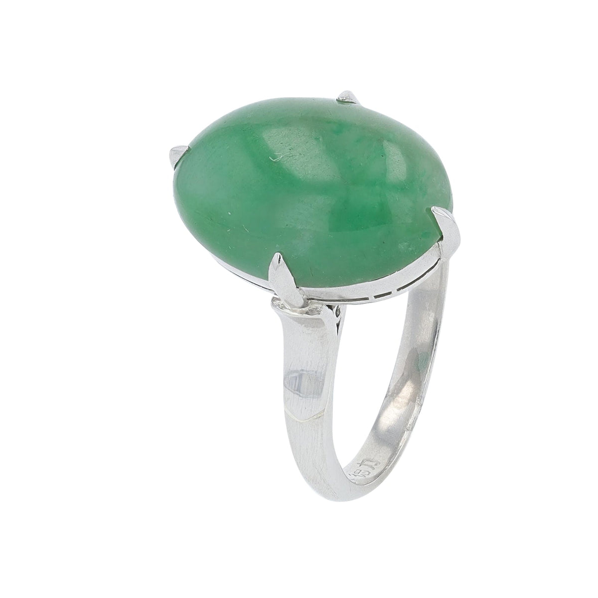 Platinum 5.80 CT Jade Oval Ring