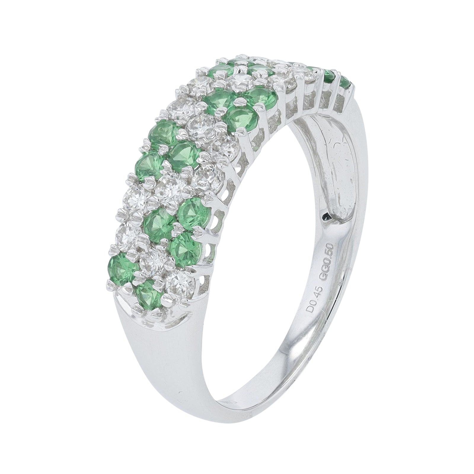 18K WG 0.50 CT Green Garnet & 0.45 CT Diamond Band