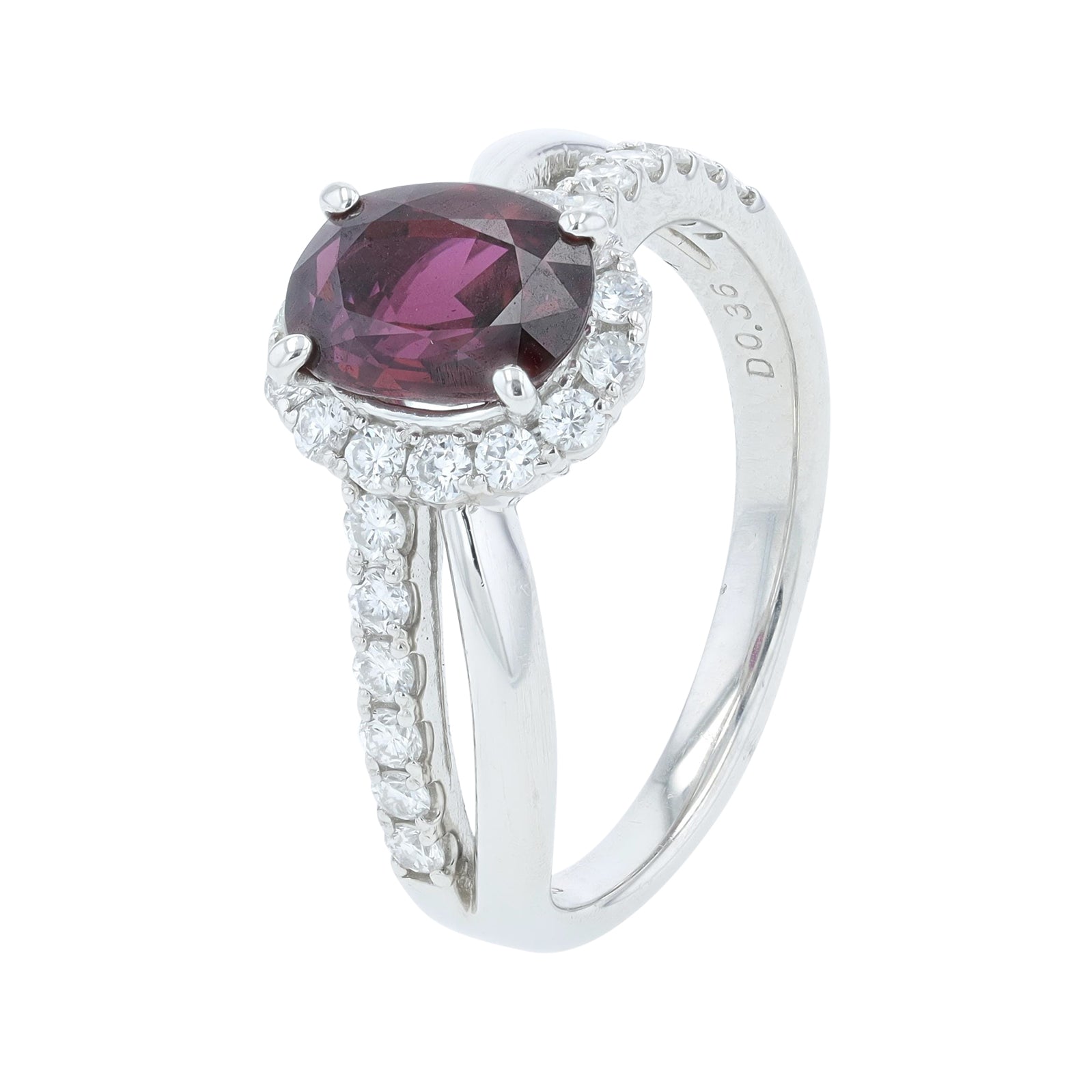 PT900 1.31 CT Ruby Oval Halo Ring