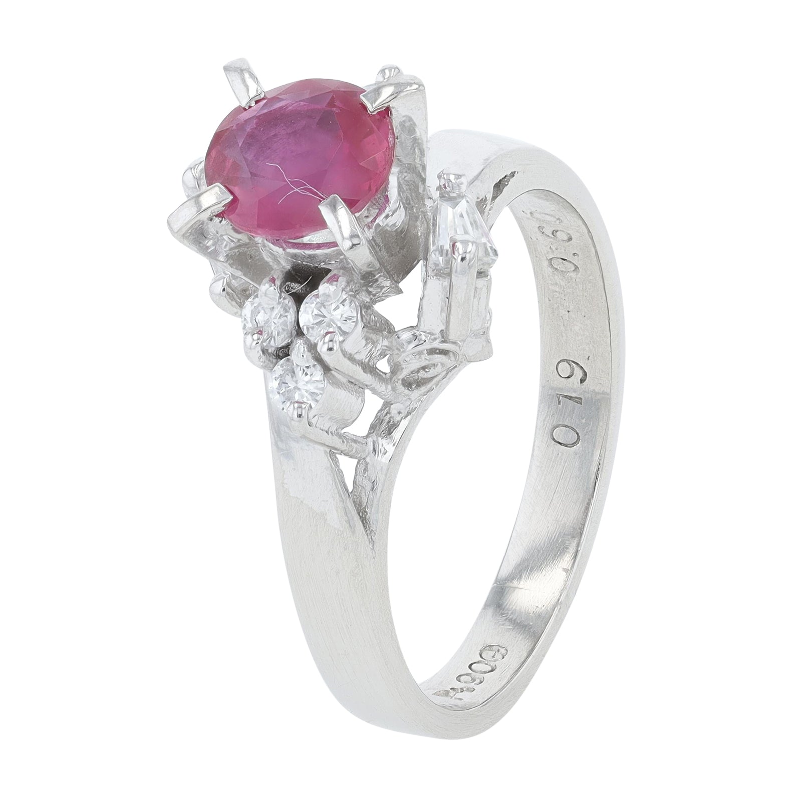 PT900 0.60 CT Ruby Center Ring