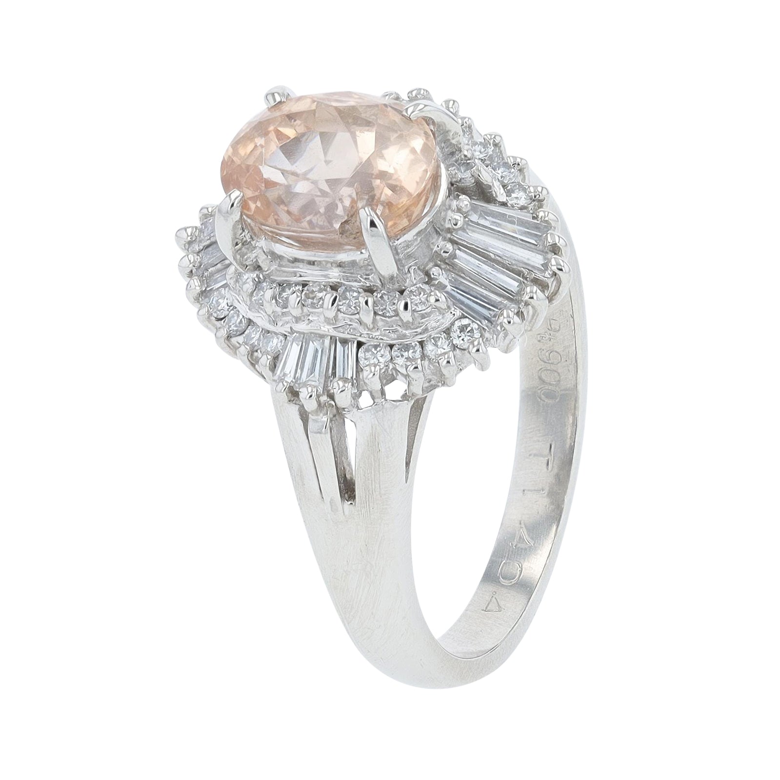 PT900 2.05 CT Peach Sapphire Center Ring<p><strong>GIA Available</p></strong>